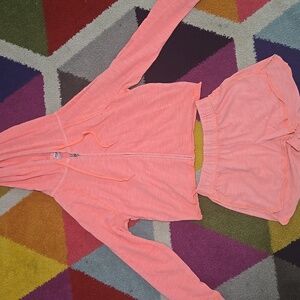 PINK Victoria's Secret Coral Jacket & Short Set
